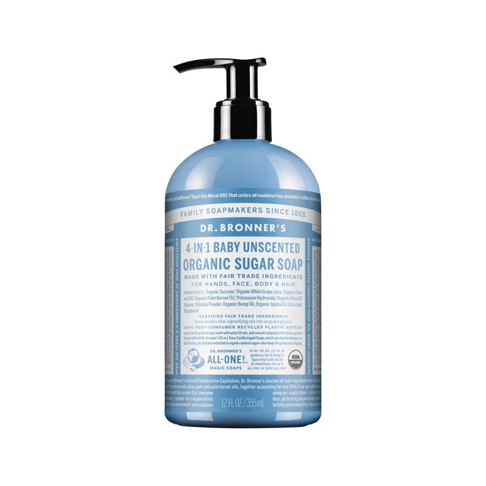 Dr. Bronner’s Organic Sugar Soap Unscented – Organic Unscented Sugar Soap