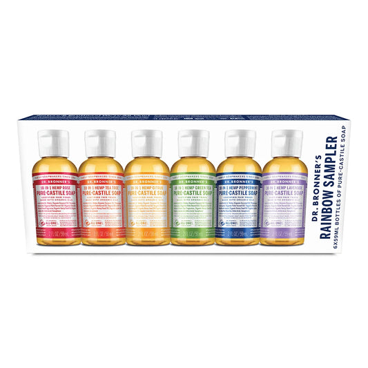 Dr. Bronner’s Castile Soap Sampler – 6 x 59ml Rainbow Pack